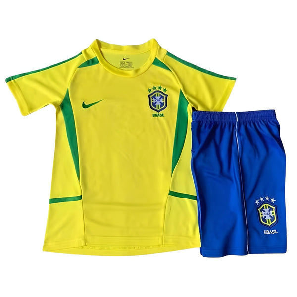 Retro Brazil Home Kids Kit 2002 Football Shirt